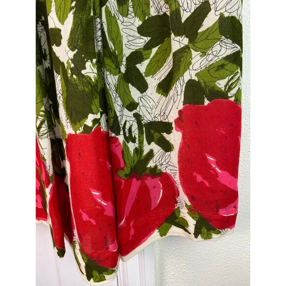 We Vera Women's Size 2 Cream Green Red Floral Strapless Lined A-Line Dress - Picture 2 of 10
